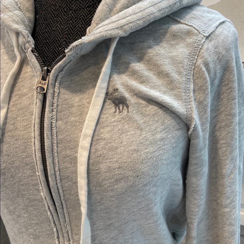 Abercrombie & Fitch Light Gray Full Zip Hoodie Jacket Size S - Picture 3 of 4